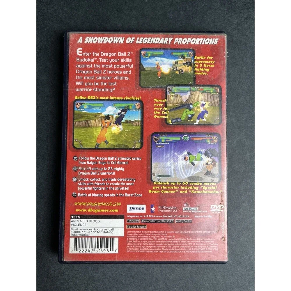 Dragon Ball Z: Budokai (Sony‎ PlayStation 2, 2002)  Complete CIB